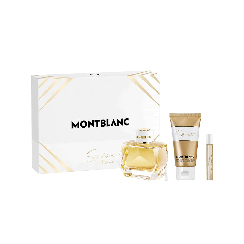 مجموعة عطر مونت بلانك سيجنتشر أبسولو للنساء أو دو بارفان 90 مل + 7.5 مل + لوشن جسم 100 مل