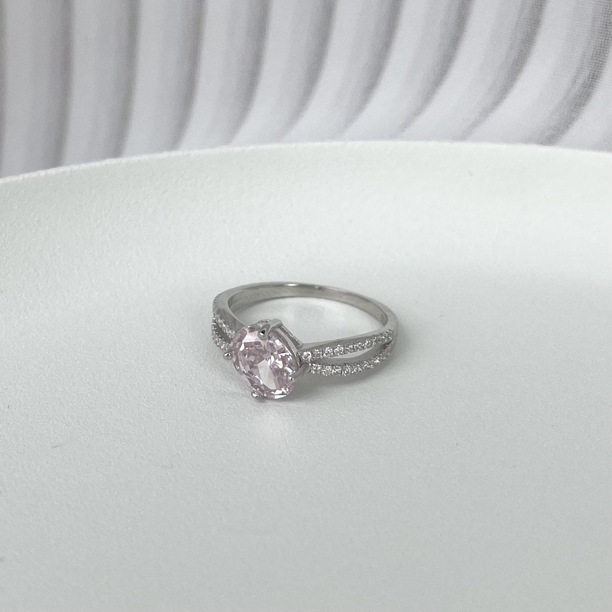 Pink Ice Crushed 925 Silver Ring