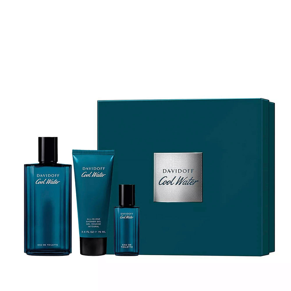 مجموعة عطر دافيدوف كول ووتر للرجال أو دو تواليت 125 مل + 15 مل + جل استحمام 75 مل