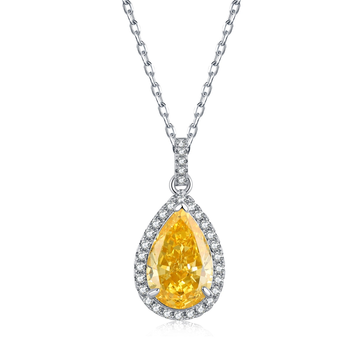 Yellow Waterdrop - 925 Sterling Silver Necklace