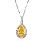 Yellow Waterdrop - 925 Sterling Silver Necklace