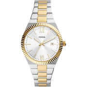 Fossil Scarlette Date Two-Tone Stainless Steel Silver Dial Women's Watch ES5259