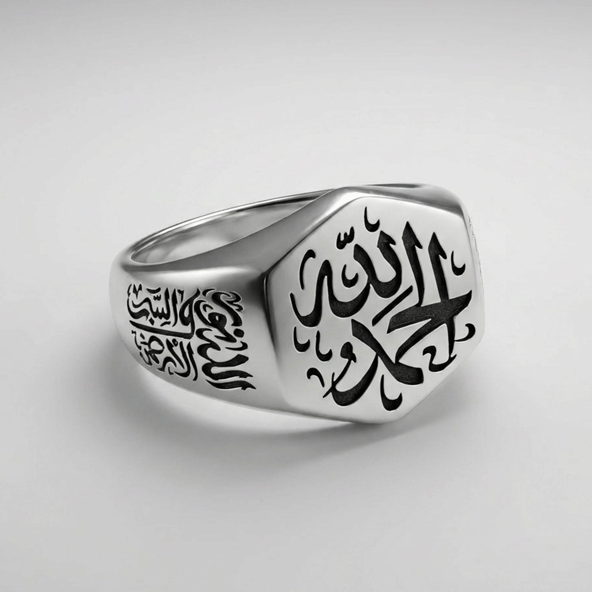 خاتم رجالي فضة عيار 925 بنقش الحمدلله