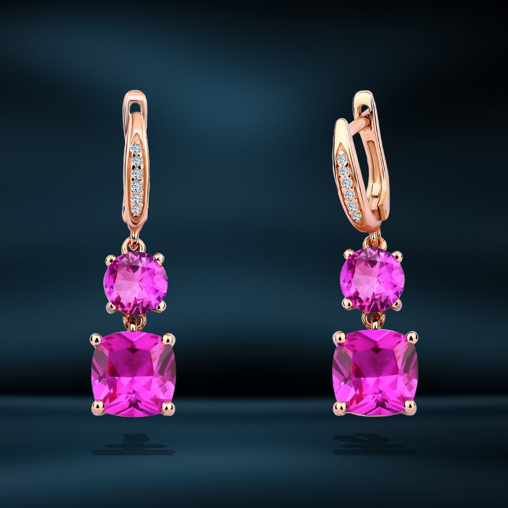 KERG003N - 925 Sterling Silver Earrings Crowned with a Ruby Stone