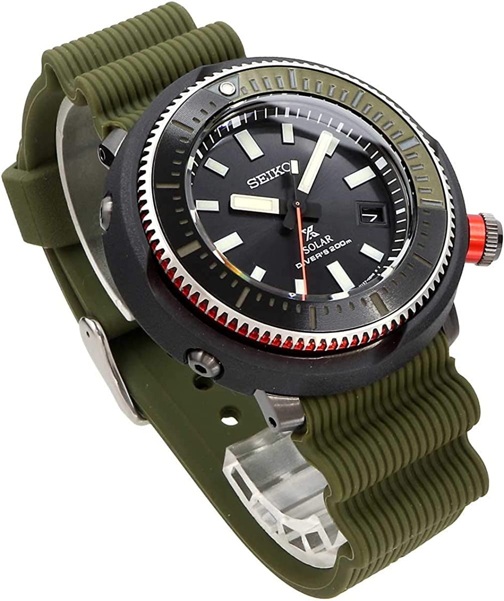 Seiko Prospex Black Dial Olive Green Strap Men's Watch