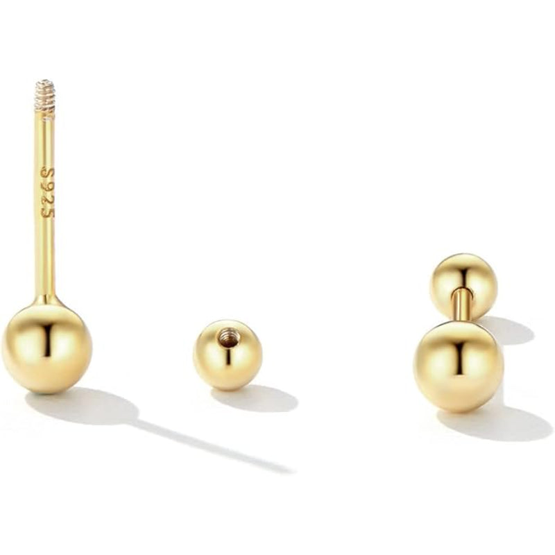 Earring made of 925 silver in a ball-stud design – gold plated – VSE187-B
