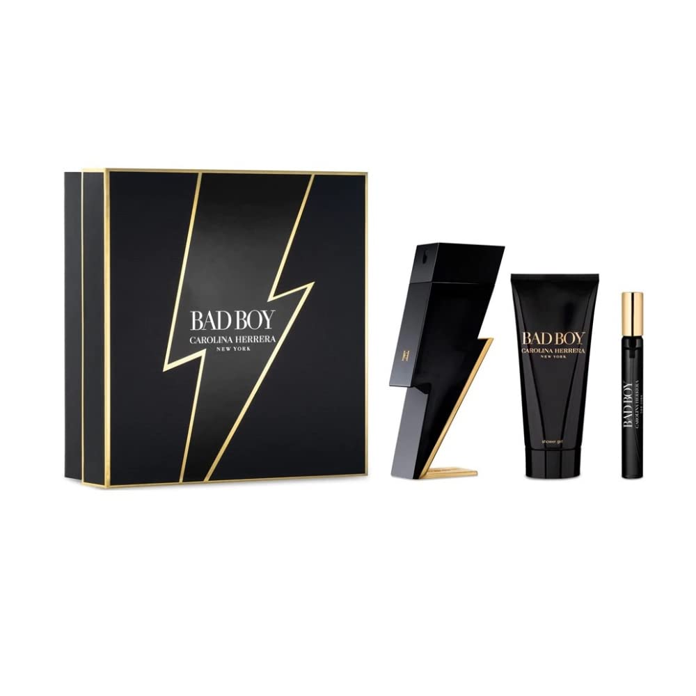 Carolina Herrera "Bad Boy" Men's Gift Set - 100 ml (Eau de Toilette), 100 ml (Deodorant Spray), 10 ml (Mini Perfume Spray)