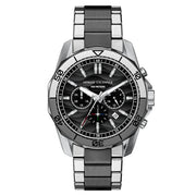 Armani Exchange Men's Chronograph Watch – Black Dial with Two-Tone Gray Stainless Steel Bracelet