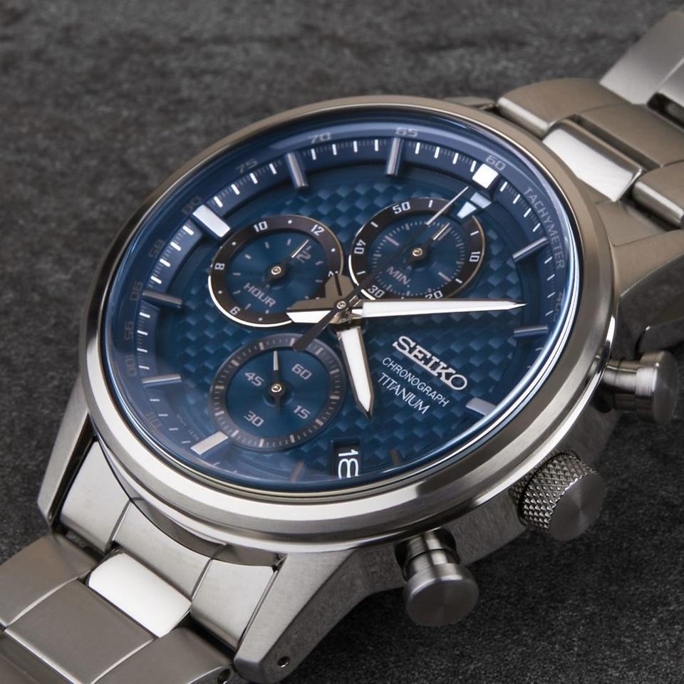 Seiko Titanium Chronograph Blue Dial Men's Watch