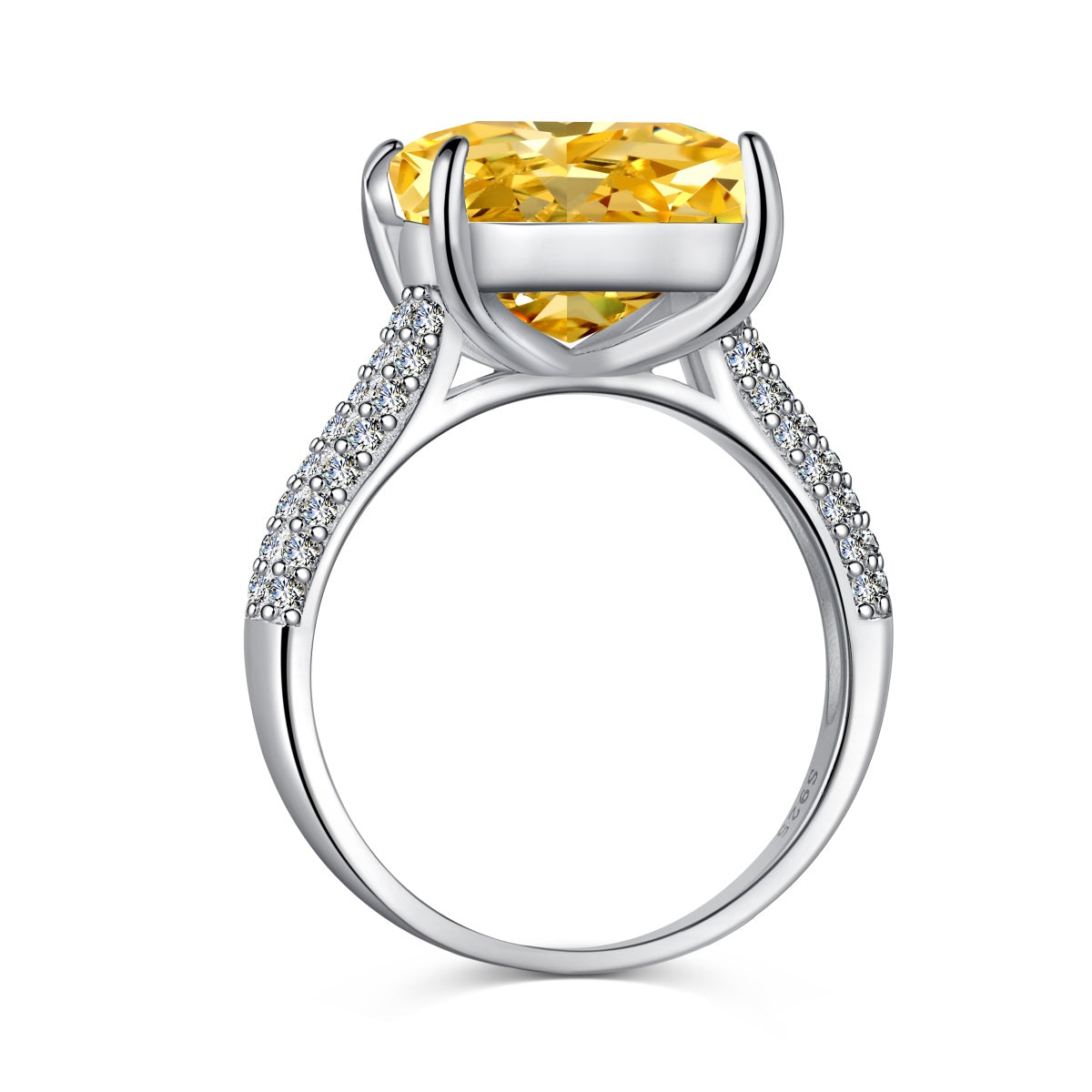 Yellow Ice Crushed 925 Silver Ring