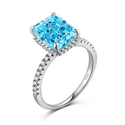 Aquamarine Ice Crushed 925 Silver Ring
