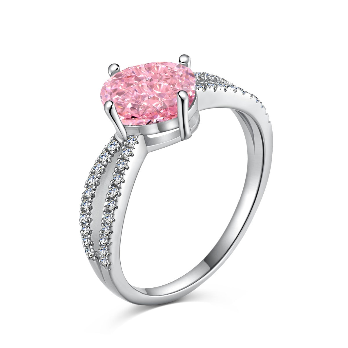 Pink Ice Crushed 925 Silver Ring
