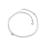 925 Sterling Silver Anklet Crowned with a Zircon Stone
