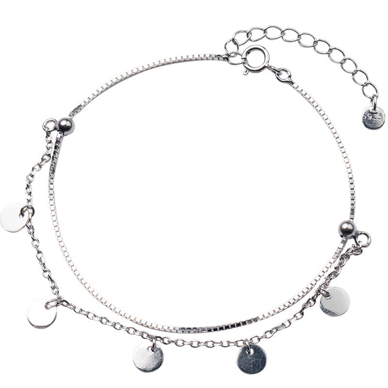925 Sterling Silver Anklet with Platinum Plating