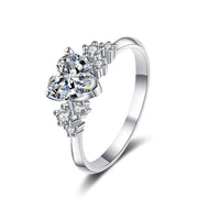 Heartfelt Moissanite 925 Silver Ring