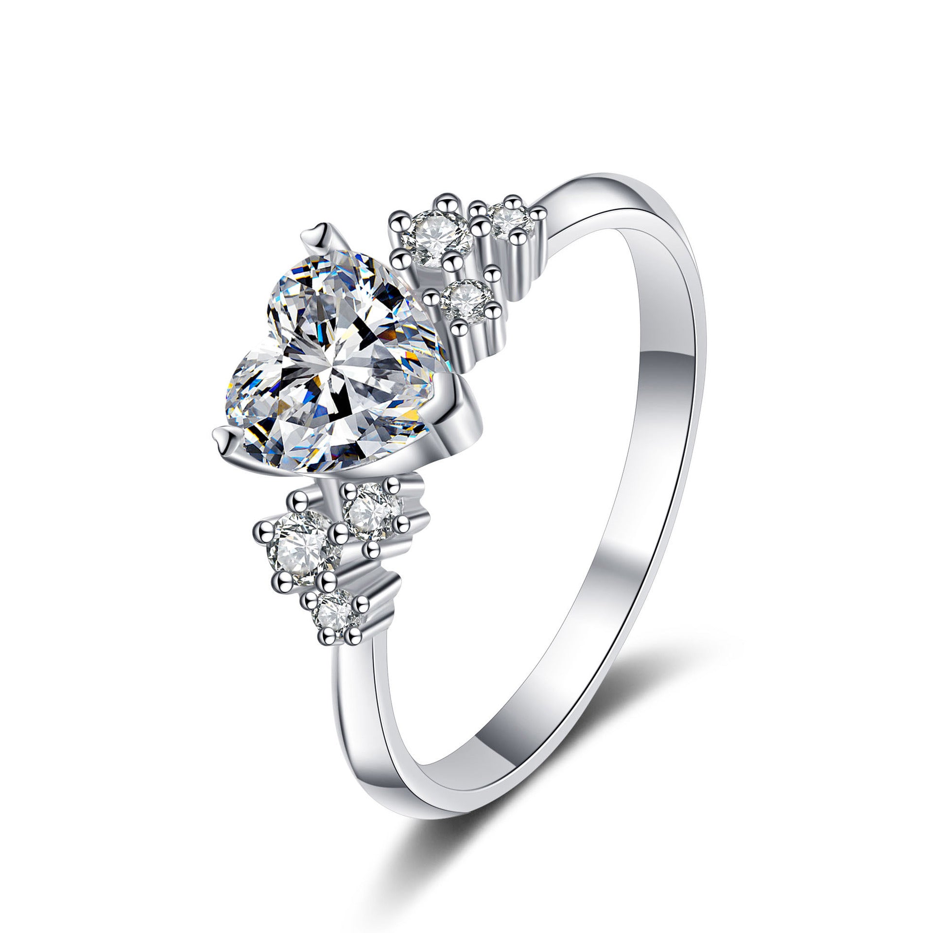 Heartfelt Moissanite 925 Silver Ring
