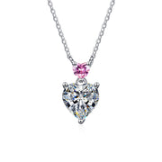 925 Sterling Silver Heart Necklace Crowned with a Moissanite Stone