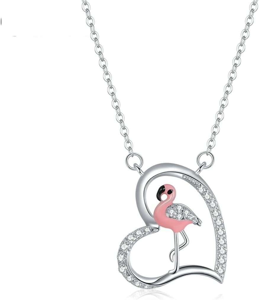 Flamingo Heart 925 Silver Necklace