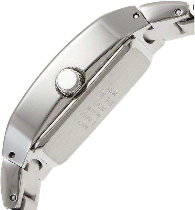 Casio Women’s Elegant Watch with Stainless Steel Band and Gem-Accented Rectangular Dial
