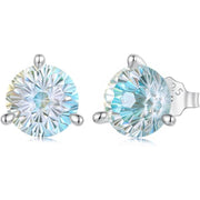 925 silver earring with a round multicolored stone