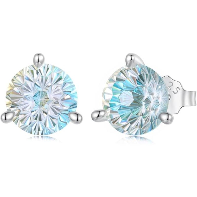 925 silver earring with a round multicolored stone