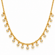 Gold-Plated Silver Necklace with Shimmering Round Drops 925 Silver