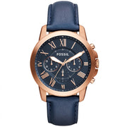 Fossil Grant Chronograph Navy Leather Watch Men's - FS4835