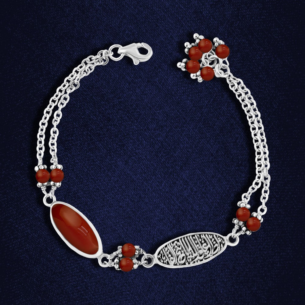 (اذا اغلق الله بابا فتح الفا) انسيال فضه مصري حريمي عيار 925 متوج بحجر عقيق