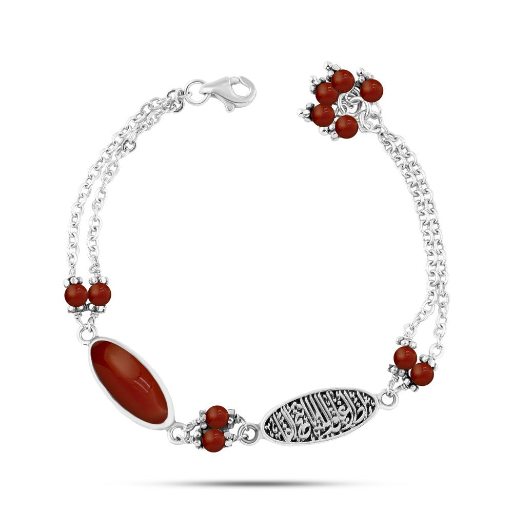 (اذا اغلق الله بابا فتح الفا) انسيال فضه مصري حريمي عيار 925 متوج بحجر عقيق