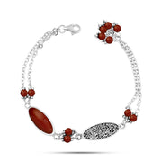 (اذا اغلق الله بابا فتح الفا) انسيال فضه مصري حريمي عيار 925 متوج بحجر عقيق