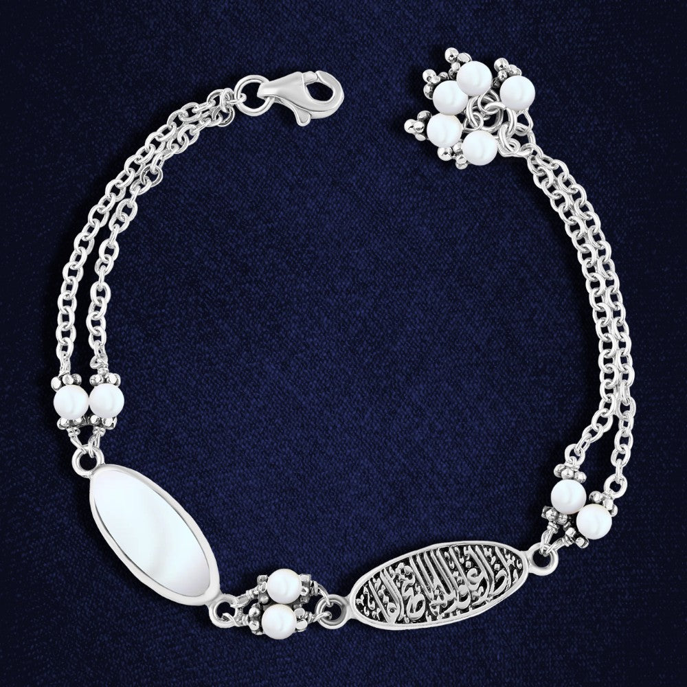925 Silver Women Bracelet Crowned with Pearl Stone Egyptian Handmade