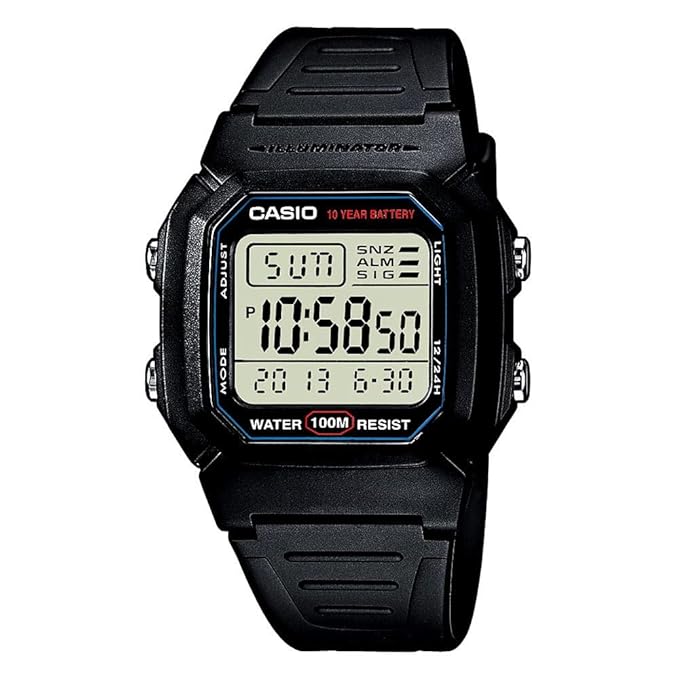 Casio Men's Digital Sports Watch with Black Rubber Strap and 10-Year Battery