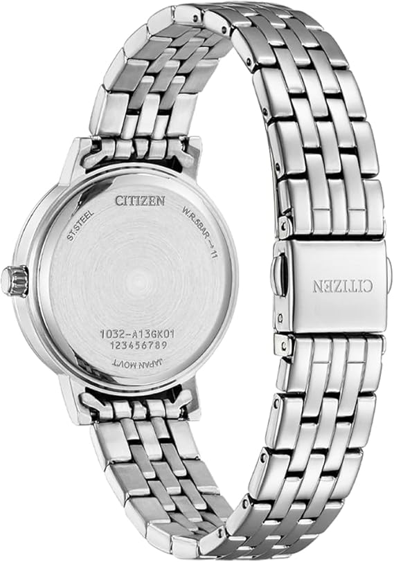 ساعة سيتيزن كوارتز للنساء بسوار من الستانلس ستيل وميناء فضي EL3100-55A