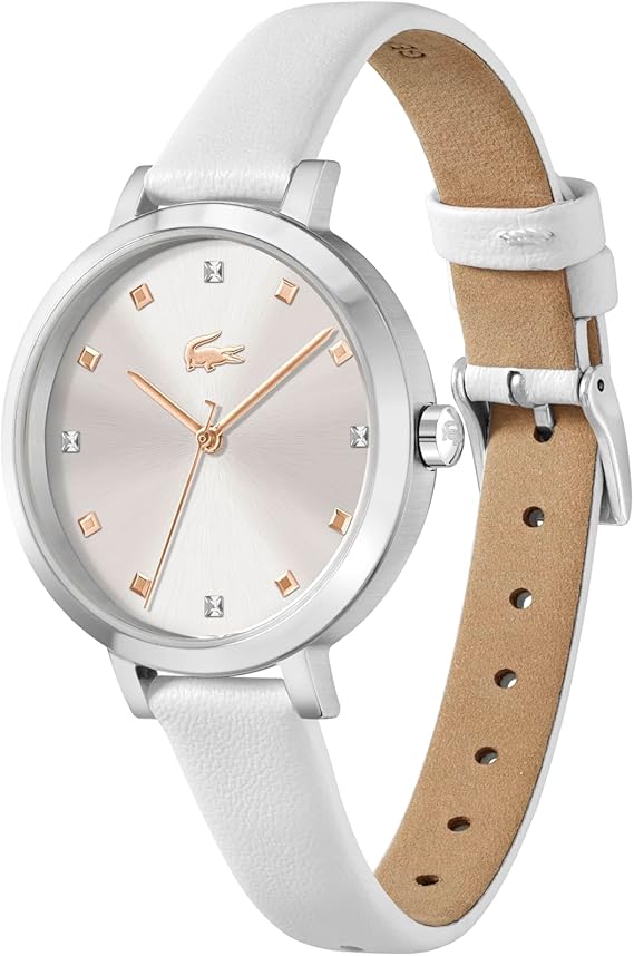 Lacoste White Leather Silver Dial For Women-2070057