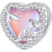 Charm Heart Pendant and Love Rose 925 Sterling Silver