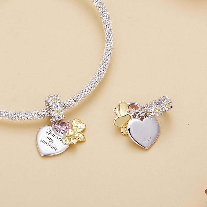 "Heart of Love" Charm for Necklace or Bracelet 925 Silver