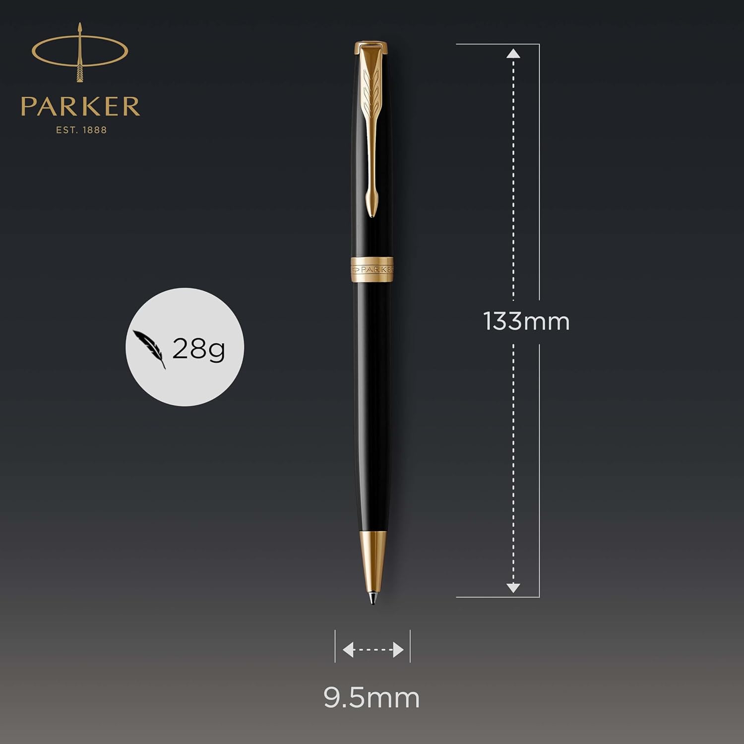 Parker Sonnet Duo Gift Set – Ballpoint Pen & Fountain Pen (18K Gold Nib), Gloss Black with Gold Trim – Luxury Gift Box