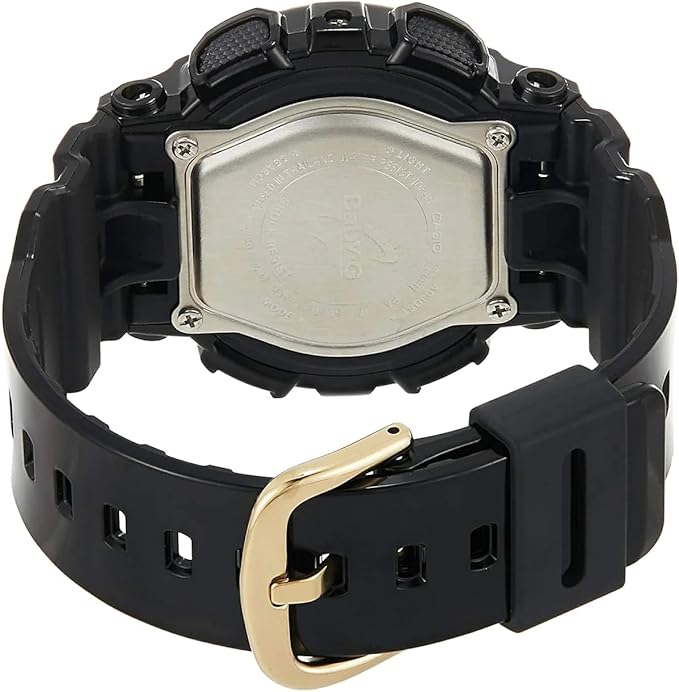 Casio Baby-G Analog-Digital Women's Wristwatch with Black Resin Strap and Gold Accents