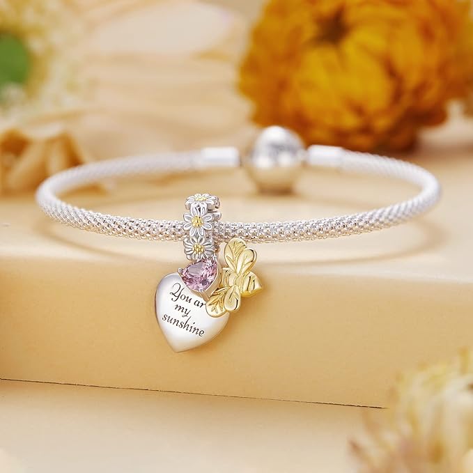 "Heart of Love" Charm for Necklace or Bracelet 925 Silver