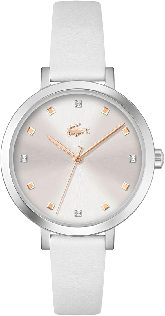 Lacoste White Leather Silver Dial For Women-2070057