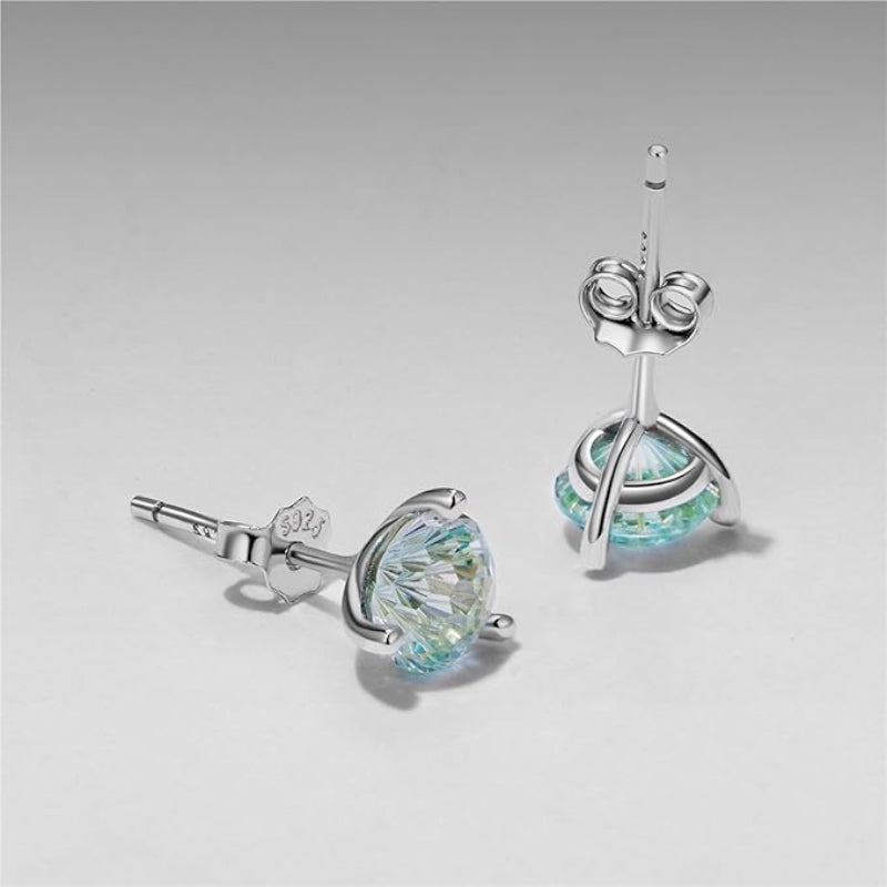 925 silver earring with a round multicolored stone
