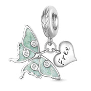 دلاية الفراشة وقلب فضة عيار 925 مرصع بالزركون