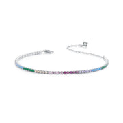 Shiny Zircon Bracelet Tennis Colored 925 Sterling Silver