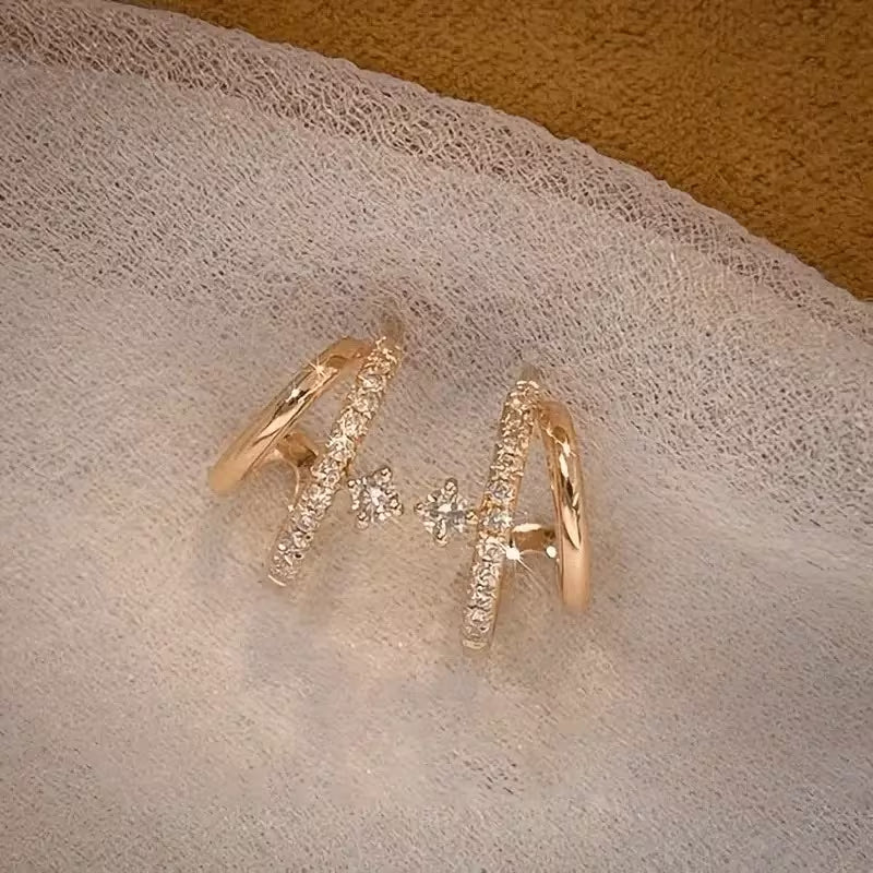 حلق فضة عيار 925 بتصميم منحنى مفتوح - مطلي ذهب