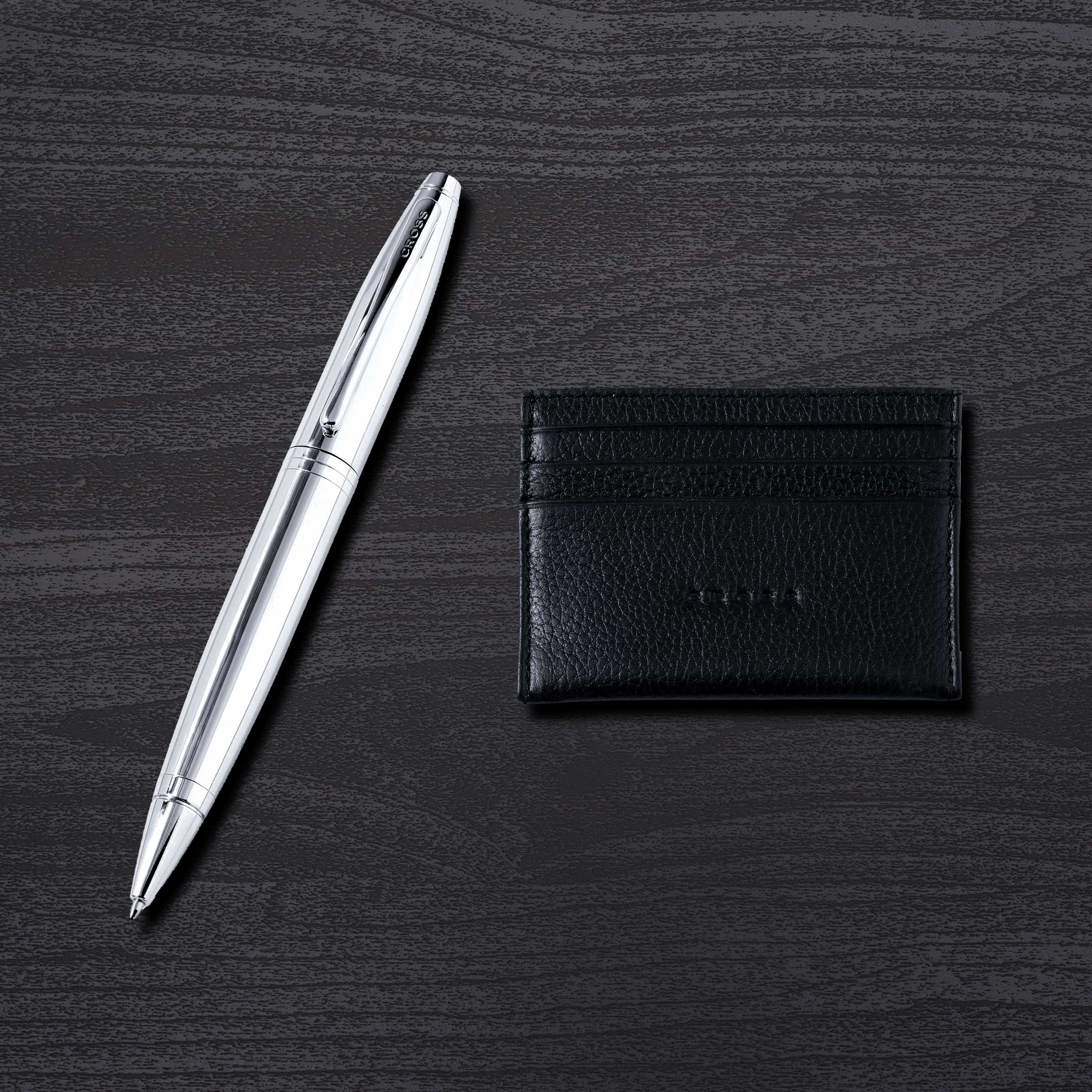 Luxury Cross Set Silver Ballpoint Pen + Men’s Leather Wallet