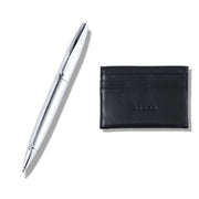 Luxury Cross Set Silver Ballpoint Pen + Men’s Leather Wallet