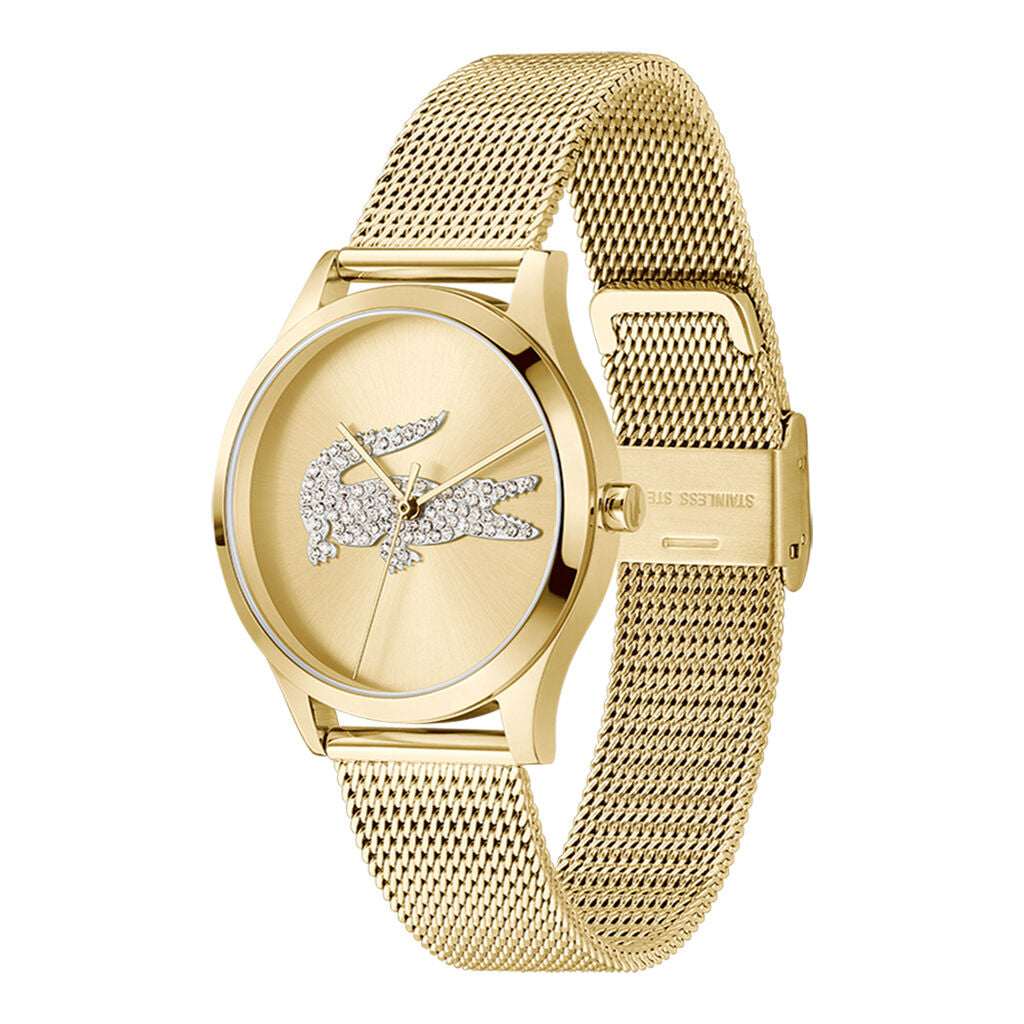 Lacoste Montre Gold Mesh Stainless Steel Gold Dial For Women Watch - 2001470