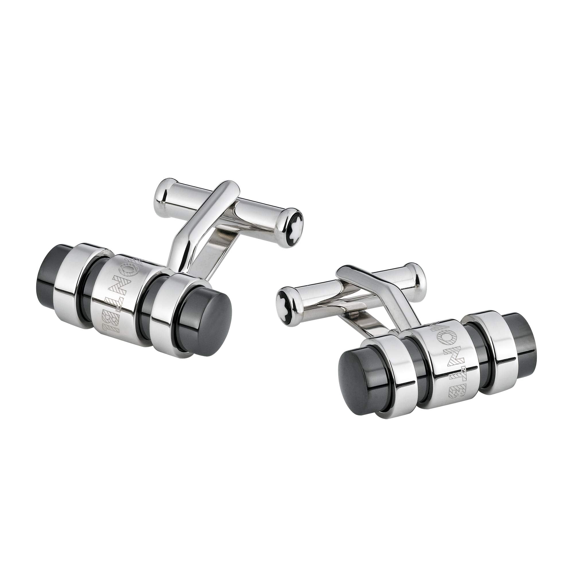 Montblanc Meisterstück Cufflinks – Cylindrical Design with Three-Ring Engraving

