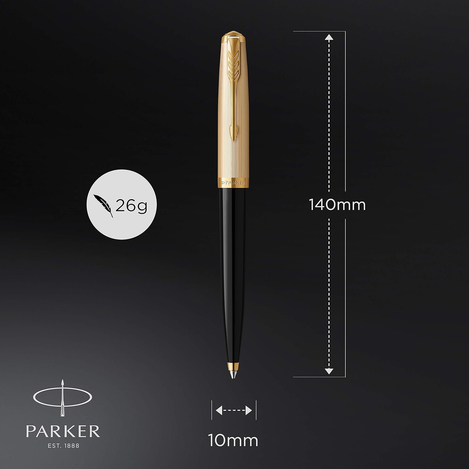Parker 51 Premium Black GT Ballpoint Pen – Medium Point – Model 2123513