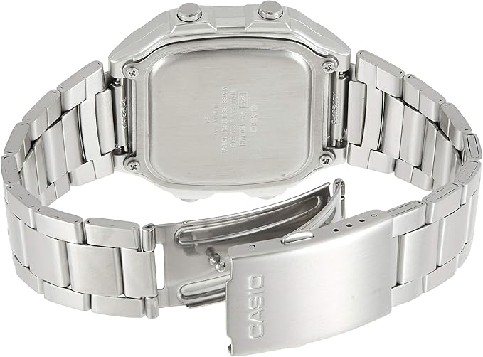 Casio Women’s Elegant Watch with Stainless Steel Band and Gem-Accented Rectangular Dial